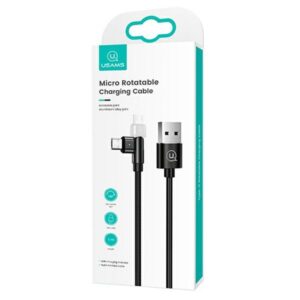 USAMS Braided Rotating Kabelis U60 2A microUSB juodos spalvos 1m SJ478USB01 (US-SJ478) - Image 10