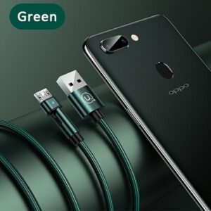 USAMS Braided Rotating Kabelis U60 2A microUSB žalios spalvos 1m SJ478USB02 (US-SJ478) - Image 9