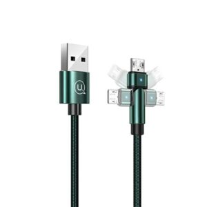 USAMS Braided Rotating Kabelis U60 2A microUSB žalios spalvos 1m SJ478USB02 (US-SJ478)