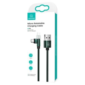 USAMS Braided Rotating Kabelis U60 2A microUSB žalios spalvos 1m SJ478USB02 (US-SJ478) - Image 10