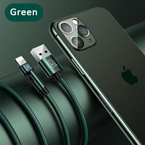 USAMS Braided Rotating Kabelis U60 2A Lightning green 1m SJ476USB02 (US-SJ476) - Image 9