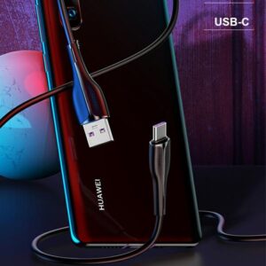 USAMS Kabelis U38 USB-C 5A Fast Charge for OPPO/HUAWEI 1m juodos spalvos SJ376USB01 (US-SJ376) - Image 2