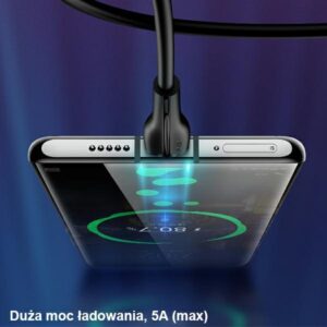 USAMS Kabelis U38 USB-C 5A Fast Charge for OPPO/HUAWEI 1m juodos spalvos SJ376USB01 (US-SJ376) - Image 3