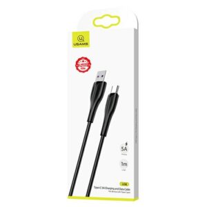 USAMS Kabelis U38 USB-C 5A Fast Charge for OPPO/HUAWEI 1m juodos spalvos SJ376USB01 (US-SJ376) - Image 7