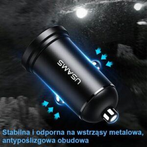 USAMS automobilinis įkroviklis 2xUSB 2.4A Mini black CC114TC01 (US-CC114) - Image 6
