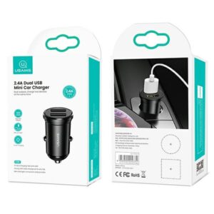 USAMS automobilinis įkroviklis 2xUSB 2.4A Mini black CC114TC01 (US-CC114) - Image 9
