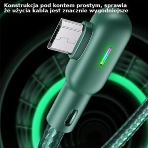 USAMS U57 Angled Kabelis MicroUSB 1.2m 2A žalios spalvos SJ458USB02 (US-SJ458) - Image 2