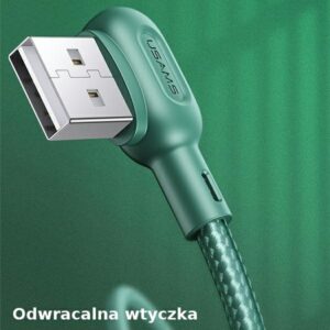 USAMS U57 Angled Kabelis MicroUSB 1.2m 2A žalios spalvos SJ458USB02 (US-SJ458) - Image 5