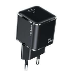 USAMS Laidinis įkroviklis 1xUSB-C T42 mini 25W (only head) Super SI 5V-3A PD3.0 Fast Charging juodos spalvos CC1 - Image 1