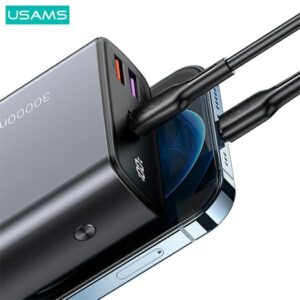 USAMS Powerbank PB59 30000mAh 65W 2xQC3.0 + PD Fast Charge juodos spalvos CMXLOGTC01 (US-CD165) + U cable - Image 6