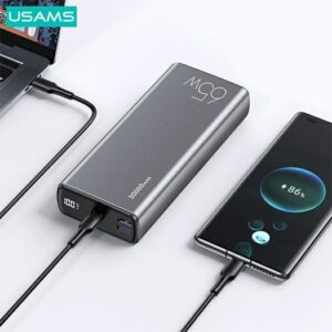 USAMS Powerbank PB59 30000mAh 65W 2xQC3.0 + PD Fast Charge juodos spalvos CMXLOGTC01 (US-CD165) + U cable - Image 7