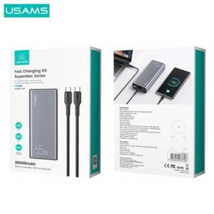 USAMS Powerbank PB59 30000mAh 65W 2xQC3.0 + PD Fast Charge juodos spalvos CMXLOGTC01 (US-CD165) + U cable - Image 8