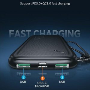 USAMS Powerbank PB56 10000mAh 22.5W 2xQC3.0 + PD Fast Charge baltos spalvos 10KCD15102 (US-CD151) - Image 3