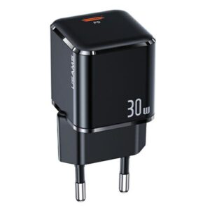 USAMS Laidinis įkroviklis 1xUSB-C T45 mini 30W (only head) PD3.0 Fast Charging juodos spalvos CC148TC01 (US-CC14) - Image 1