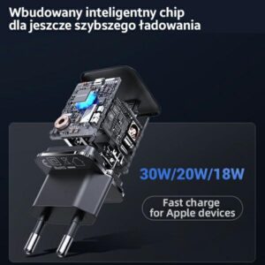 USAMS Laidinis įkroviklis 1xUSB-C T45 mini 30W (only head) PD3.0 Fast Charging juodos spalvos CC148TC01 (US-CC14) - Image 3