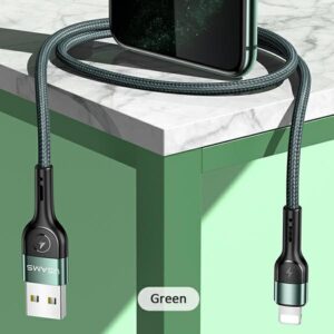 USAMS Braided Kabelis U55 2A Lightning 1pc for set U55 green 1m SJ448USBSG02 (US-SJ448) - Image 7