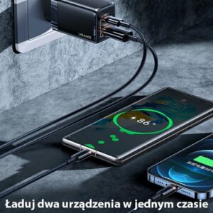 USAMS Laidinis įkroviklis T41 USB-C + USB GaN 47W PD + QC (only head) Fast Charging juodos spalvos CC137TC01 (US-CC1 - Image 5