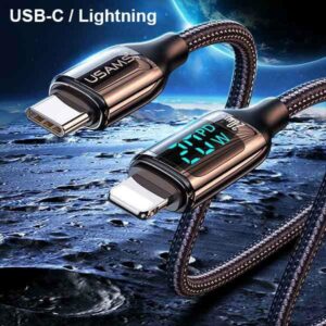 USAMS Braided Kabelis U78 USB-C į Lightning LED 1.2m 20W PD Fast Charge white SJ545USB02 (US-SJ) - Image 5