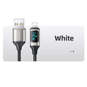 USAMS Braided Kabelis U78 Lightning 1.2m LED 2.4A Fast Charging silver juodos spalvos SJ543USB02 (US-SJ543) - Image 6