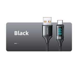 USAMS Braided Kabelis U78 USB-C 1.2m LED 6A Fast Charging juodos spalvos SJ544USB01 (US-SJ544) - Image 7