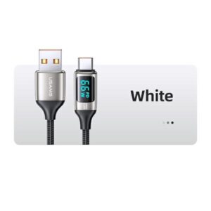 USAMS Braided Kabelis U78 USB-C 1.2m LED 6A Fast Charging baltos spalvos SJ544USB02 (US-SJ544) - Image 7