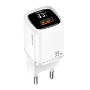 USAMS Laidinis įkroviklis 1xUSB-C + 1xUSB T46 33W (only head) PD3.0 + QC3.0 Fast Charging baltos spalvos CC152TC02 - Image 1