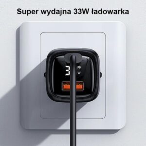 USAMS Laidinis įkroviklis 1xUSB-C + 1xUSB T46 33W (only head) PD3.0 + QC3.0 Fast Charging juodos spalvos CC152TC01 - Image 7