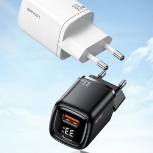USAMS Laidinis įkroviklis 1xUSB-C + 1xUSB T46 33W (only head) PD3.0 + QC3.0 Fast Charging juodos spalvos CC152TC01 - Image 8