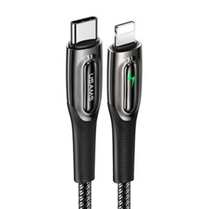 USAMS Braided Kabelis USB-C į Lightning Smart Power-off 20W PD Kabelis 1.2m juodos spalvos/juodos spalvos SJ518USB01 (US) - Image 1