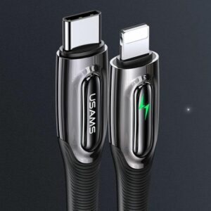 USAMS Braided Kabelis USB-C į Lightning Smart Power-off 20W PD Kabelis 1.2m juodos spalvos/juodos spalvos SJ518USB01 (US) - Image 6