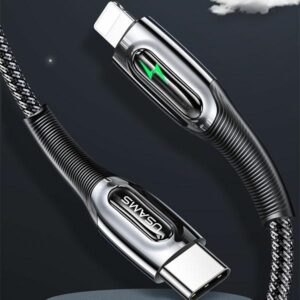 USAMS Braided USB-C į Lightning Smart Power-off 20W PD Kabelis 1.2m dark green SJ - Image 2