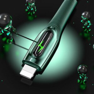 USAMS Braided USB-C į Lightning Smart Power-off 20W PD Kabelis 1.2m dark green SJ - Image 8