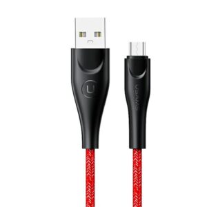 USAMS braided kabelis U41 microUSB 1m 2A red SJ393USB02 (US-SJ393) Fast Charge