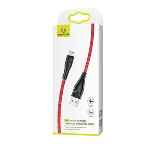 USAMS braided kabelis U41 microUSB 1m 2A red SJ393USB02 (US-SJ393) Fast Charge - Image 8