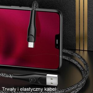 USAMS braided kabelis U41 microUSB 2m 2A red SJ396USB02 (US-SJ396) Fast Charge - Image 2