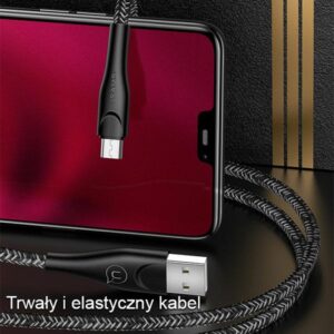 USAMS braided kabelis U41 microUSB 3m 2A red SJ399USB02 (US-SJ399) Fast Charge - Image 2