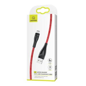 USAMS braided kabelis U41 microUSB 3m 2A red SJ399USB02 (US-SJ399) Fast Charge - Image 8