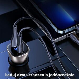 USAMS automobilinis įkroviklis C29 45W 2xUSB-A Fast Charge light gold CC154CC01 (US-CC154) - Image 4