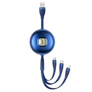 USAMS kabelis U69 3-in-1 1m blue (Lightning/microUSB/USB-C) SJ508USB02 (US-SJ508) - Image 1