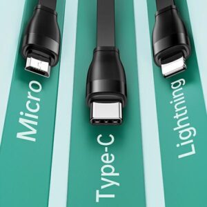 USAMS kabelis U69 3-in-1 1m green (Lightning/microUSB/USB-C) SJ508USB03 (US-SJ508) - Image 2