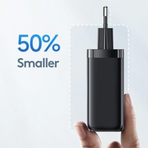 USAMS Laidinis įkroviklis 1xUSB-C+1xUSB T47 65W (only head) PD Fast Charging Super Si juodos spalvos CC153TC01(US-CC - Image 2