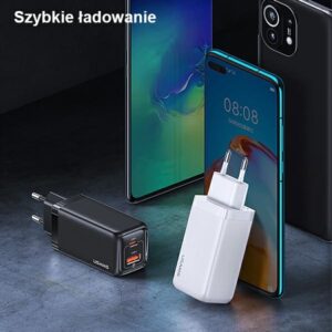 USAMS Laidinis įkroviklis 1xUSB-C+1xUSB T47 65W (only head) PD Fast Charging Super Si juodos spalvos CC153TC01(US-CC - Image 5