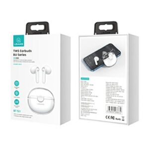 USAMS Bluetooth 5.1 TWS BU Series belaidės ausinės baltos spalvos BHUBU01 - Image 10