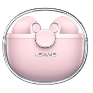 USAMS Bluetooth 5.1 TWS BU Series belaidės ausinės rožinės spalvos BHUBU04 - Image 1