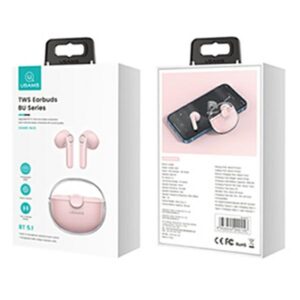 USAMS Bluetooth 5.1 TWS BU Series belaidės ausinės rožinės spalvos BHUBU04 - Image 10