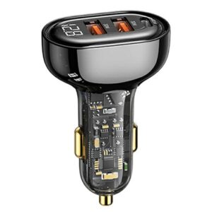 USAMS automobilinis įkroviklis 2xUSB+1xUSB-C 125W Fast Charge transparent black CC158CC01 (US-CC158) - Image 1