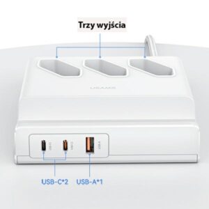USAMS power strip 65W Super Si Fast Charging USB extension socket EU baltos spalvos CC160TC01 (US-CC160) - Image 4