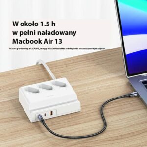 USAMS power strip 65W Super Si Fast Charging USB extension socket EU baltos spalvos CC160TC01 (US-CC160) - Image 5