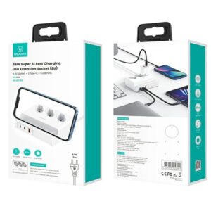 USAMS power strip 65W Super Si Fast Charging USB extension socket EU baltos spalvos CC160TC01 (US-CC160) - Image 7