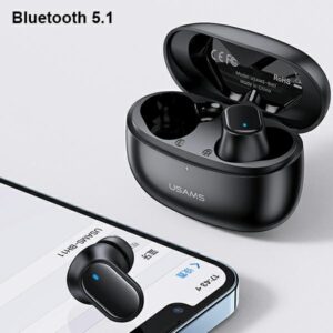 USAMS Bluetooth 5.1 TWS BH Series belaidės ausinės raudonos spalvos BHUBH03 - Image 5